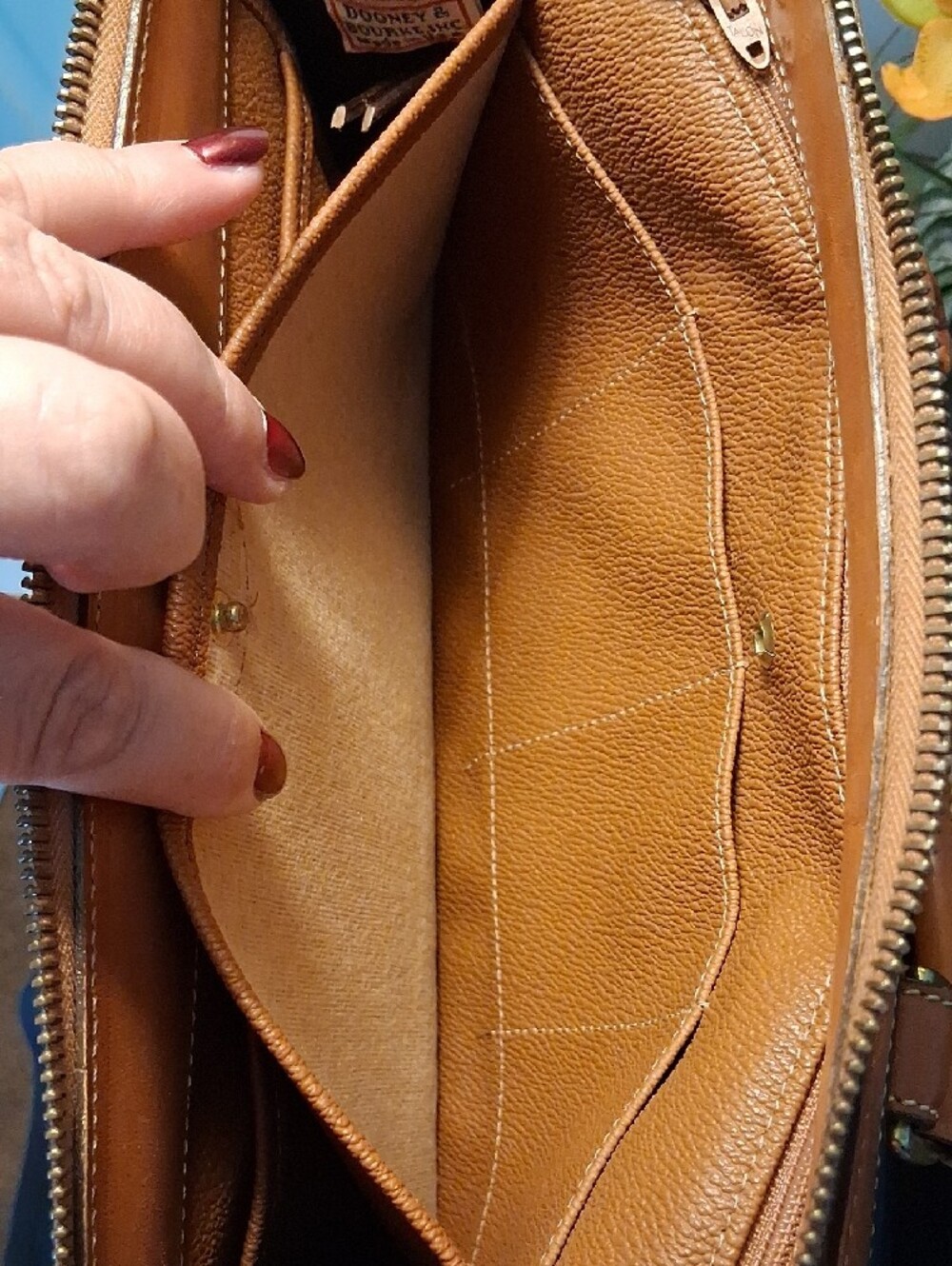Dooney & Bourke Black and Brown Pebbled Leather Satchel with Wallet - Picture 8 of 16